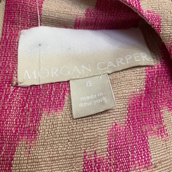 MORGAN CARPER Nomad Pink/Cream Raw Silk Cut Out Dress Lamb Leather Trim - Picture 11 of 16